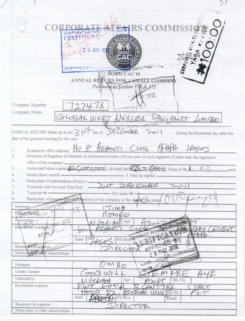 Global West Shareholding Without Leke_s Shares Pg 1
