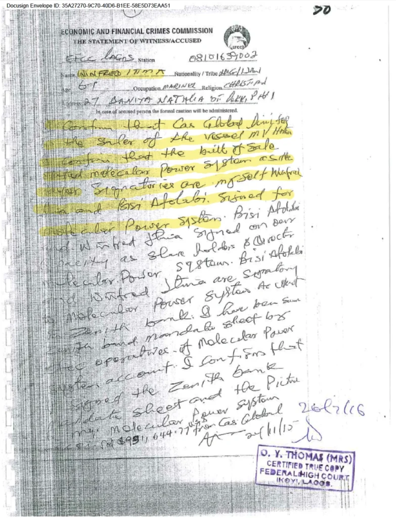 Winfred EFCC Statement MV Horton 1